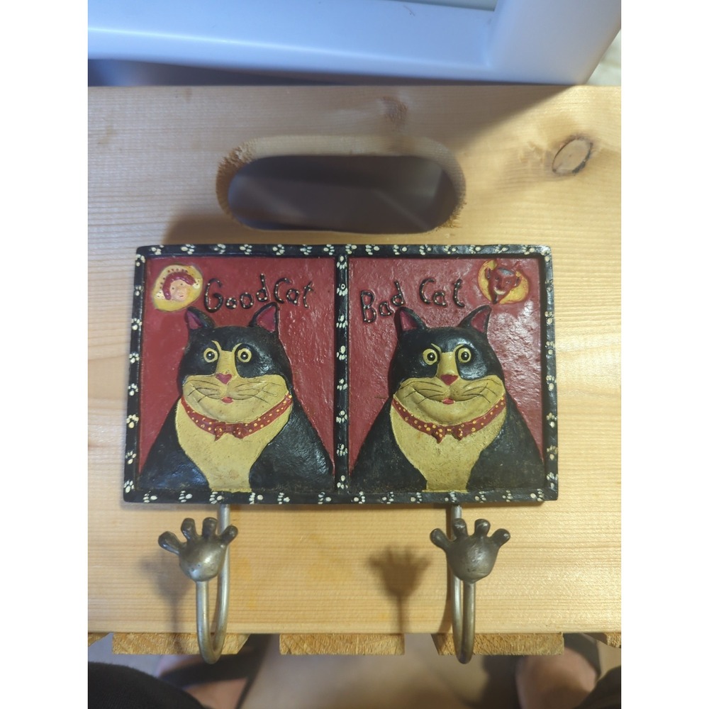 Vintage Pier 1 Good Cat & Bad Cat Hook 2003
